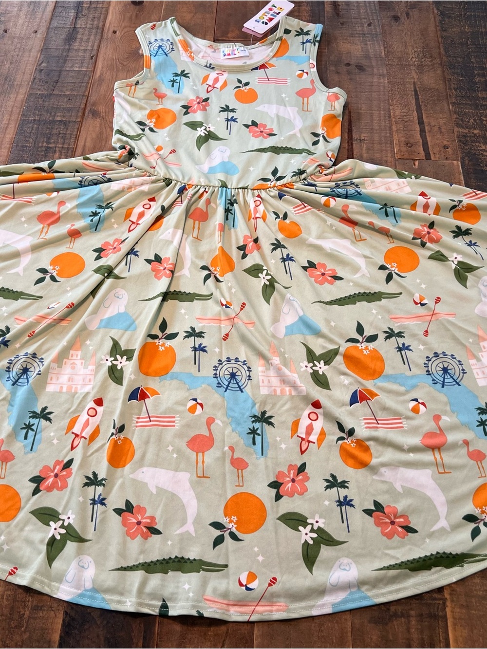 Dot Dot Smile size 12/14 girls Florida tank twirl dress New